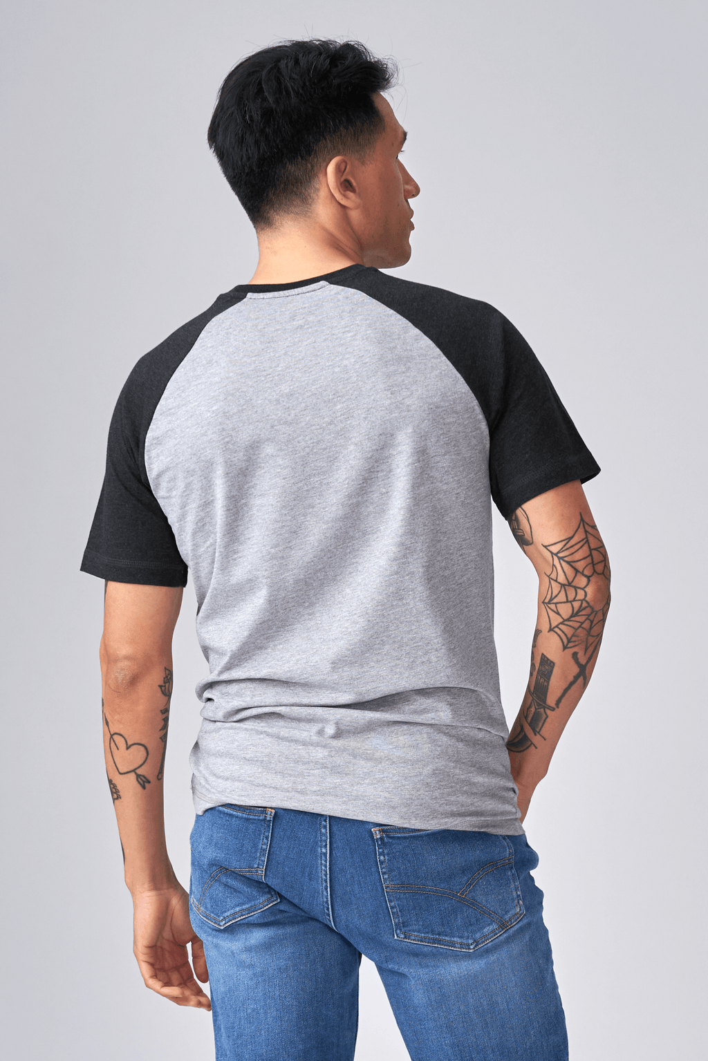 Basic raglan T-shirt - Black-Light Grey