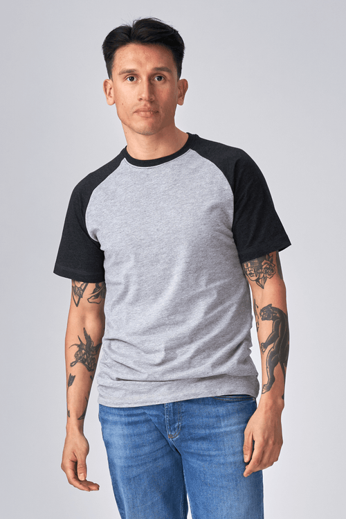 Basic raglan T-shirt - Black-Light Grey