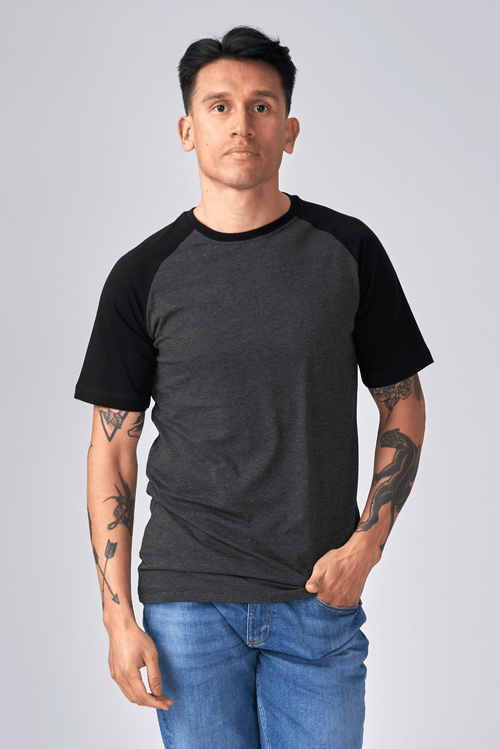 Basic raglan T-shirt - Black-Dark Grey