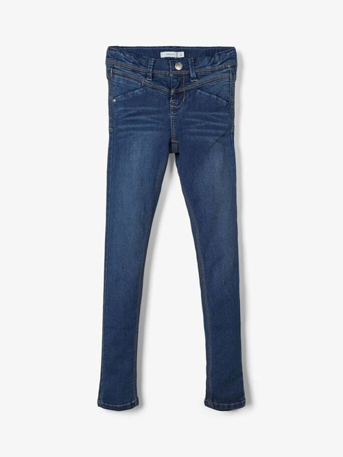Skinny Fit Jeans - Dark Blue Denim - Name It - White