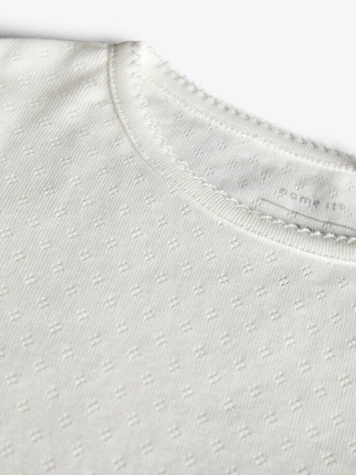 Long-sleeved Pointelle T-shirt - White - Name It - White