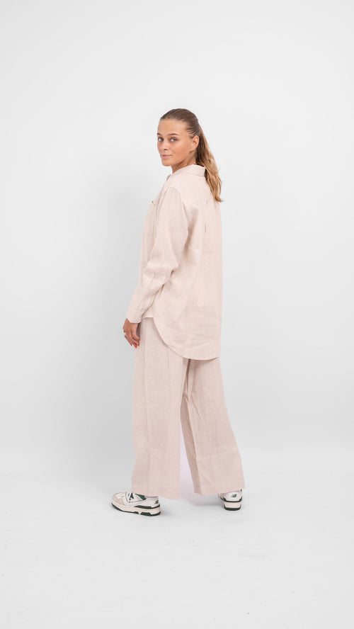 Tokyo Linen Pants - Moonbeam - ONLY - Khaki