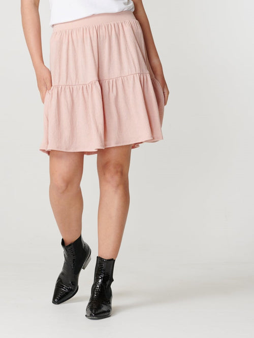 Basic soft mini skirt - Misty rose - PIECES - Pink