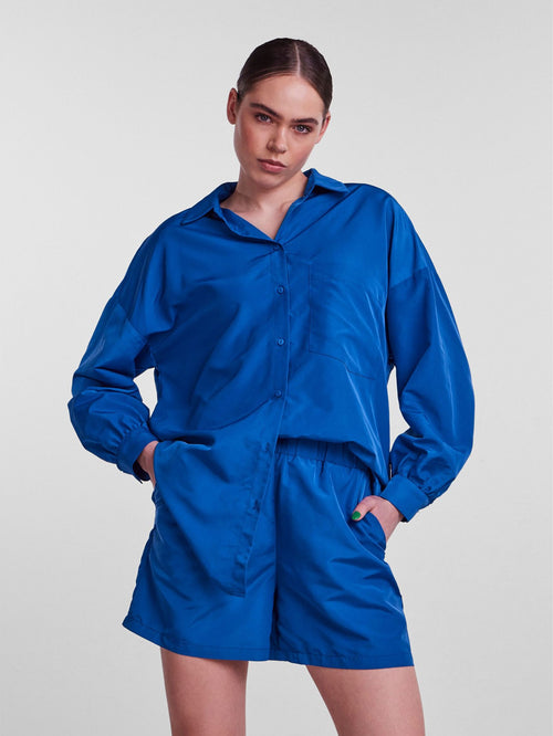 Chrilina Oversized Shirt - Mazarine Blue - PIECES - Blue