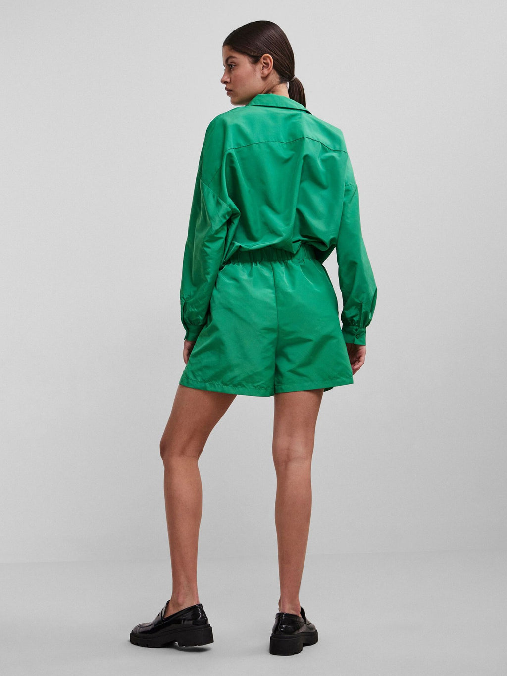 Chrilina High Waist Shorts - Simple Green