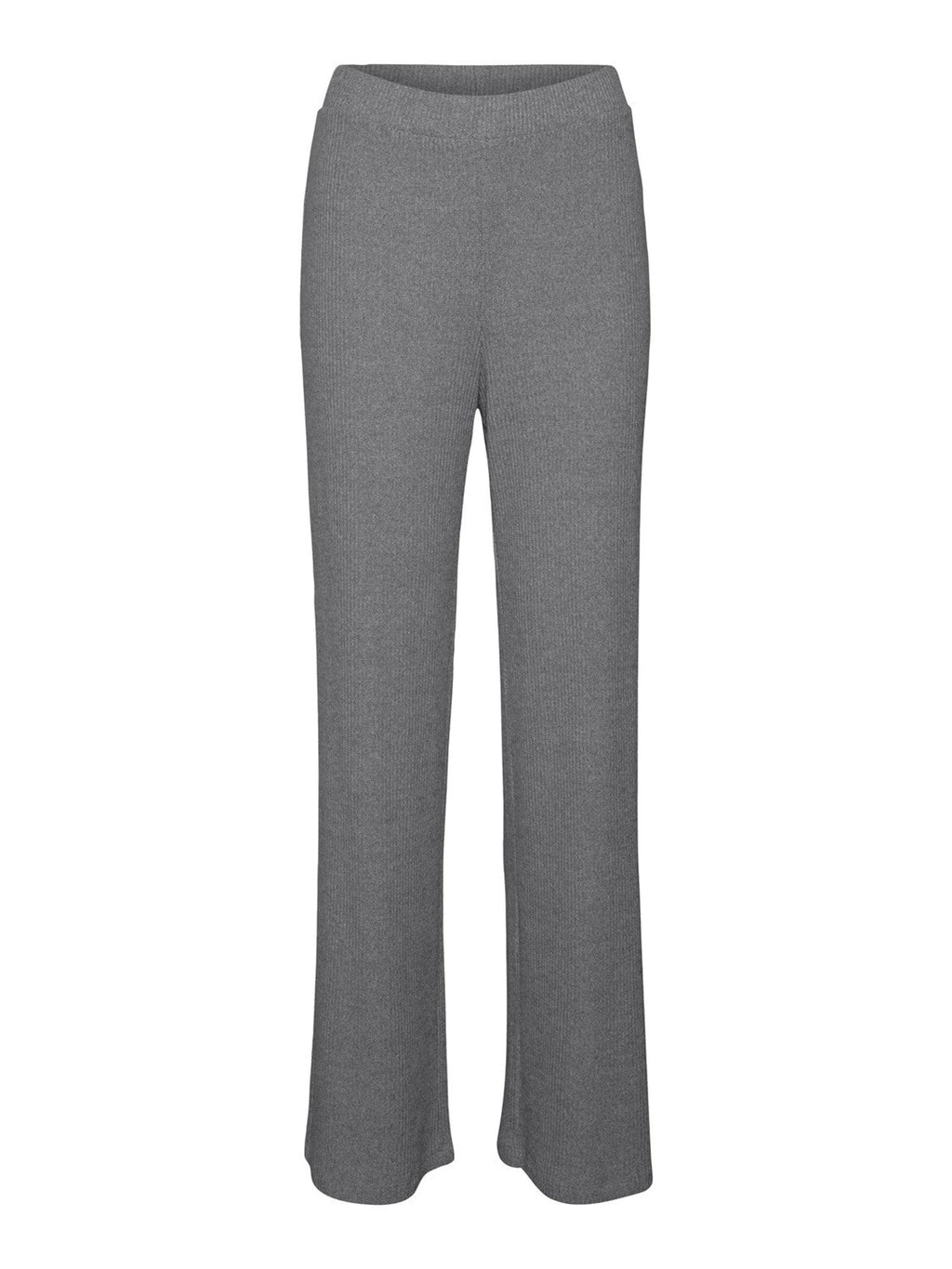 Tia Rib Wide Trousers - Medium Grey Melange