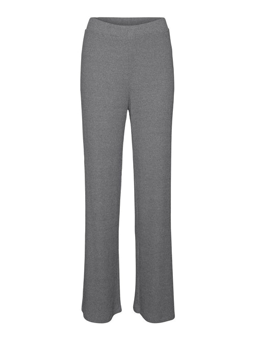 Tia Rib Wide Trousers - Medium Grey Melange - Vero Moda - Grey