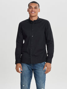 Poplin Long Sleeve Shirt - Black