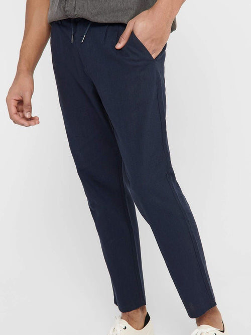 Linen trousers - Navy - Only & Sons - Blue