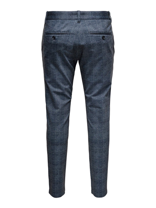 Mark Checked Trousers - Dress Blue - Only & Sons - Blue