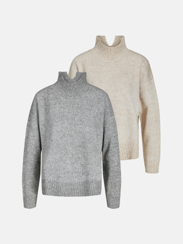 Oversized Knitted Polo-Neck Jumper - Package Deal (2 pcs.)