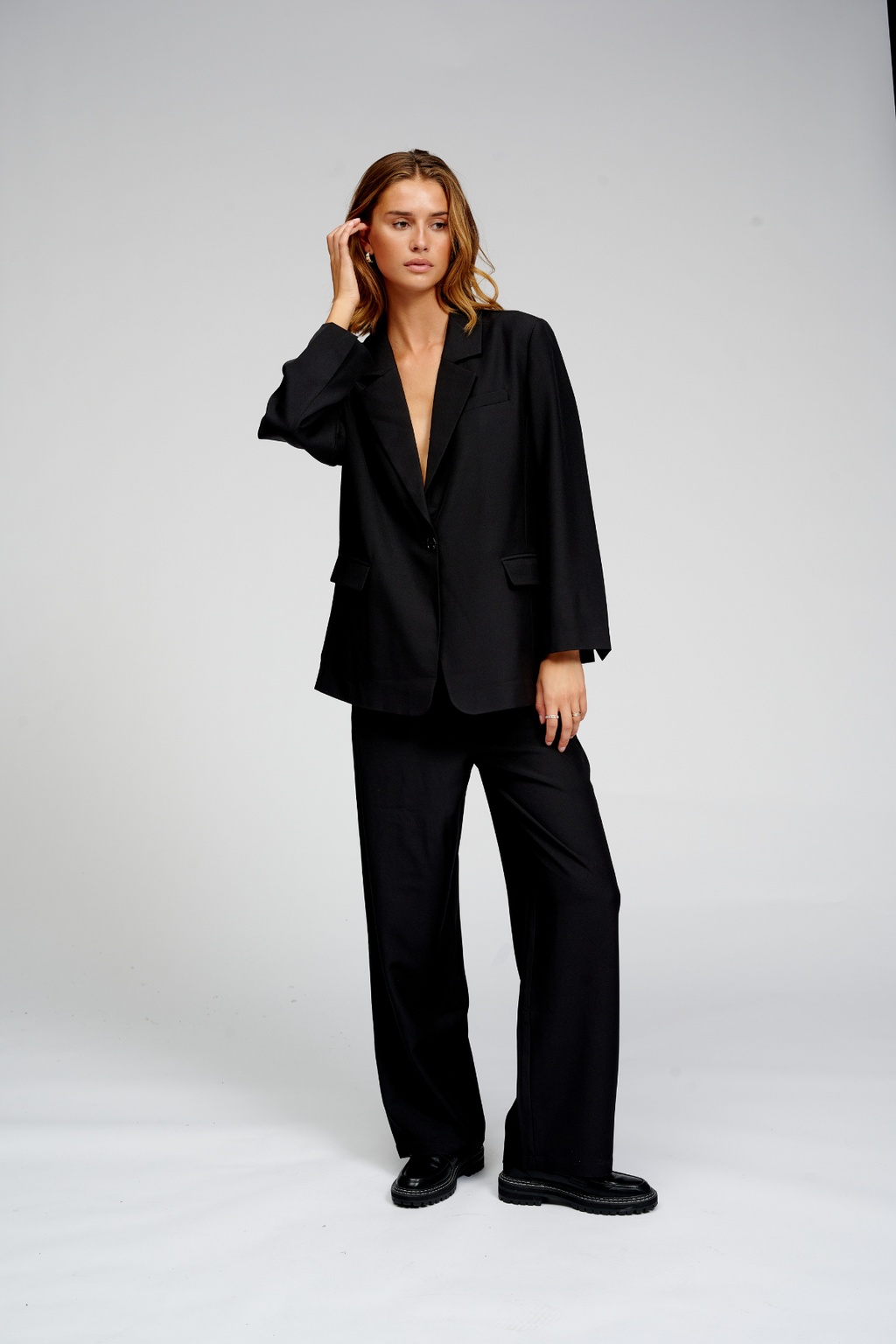 Black blazer and trousers best sale