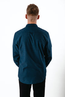 Brok Flannel Melange Shirt - Dark Navy