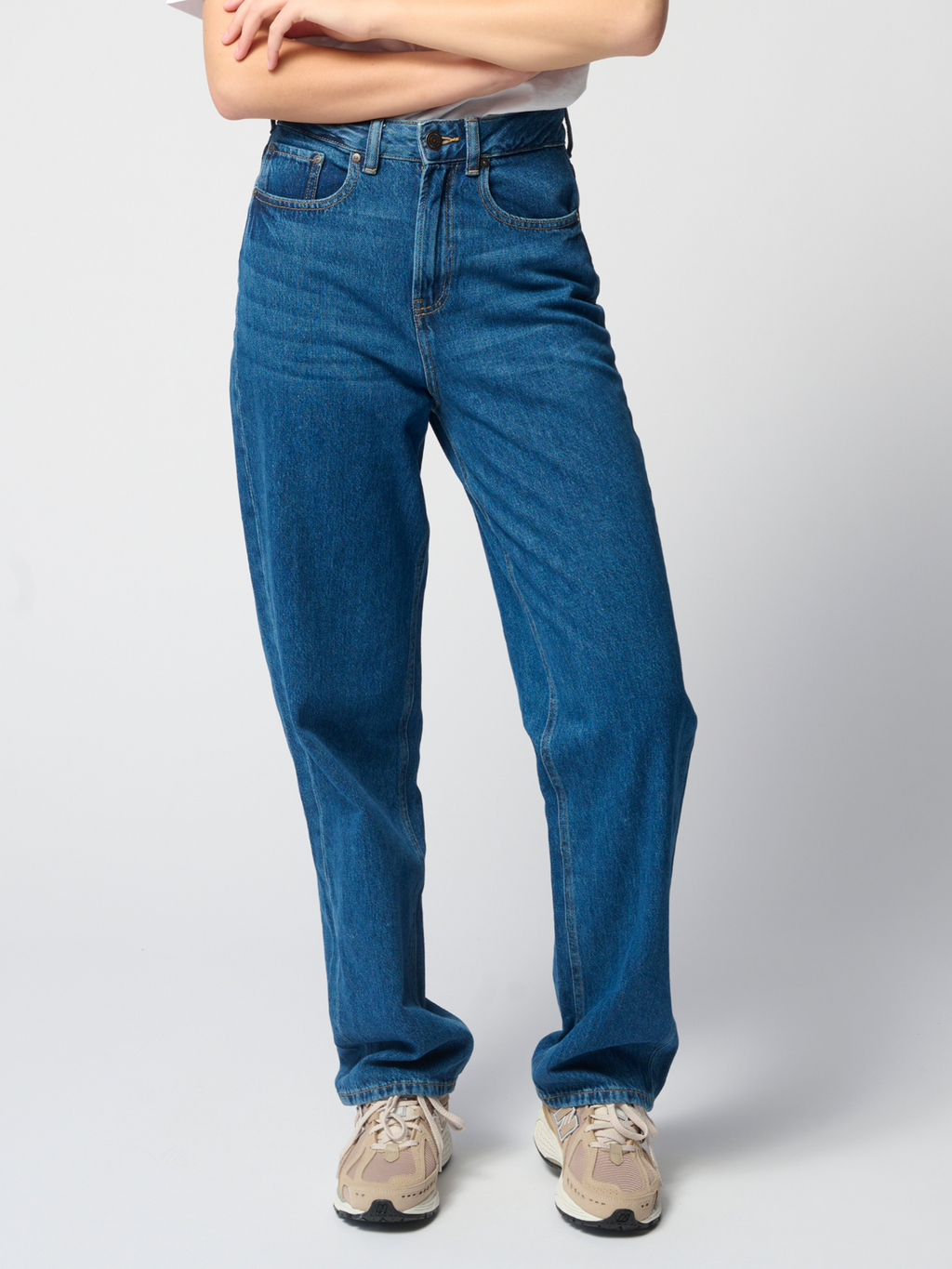 Performance Mom Jeans - Medium Blue Denim