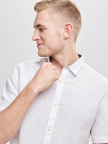 Short-sleeved linen shirt - White