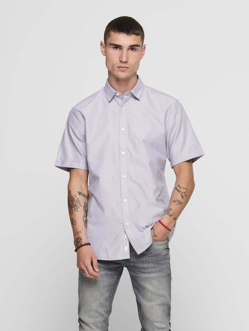 Short-sleeved shirt - Light grey - Only & Sons - Grey