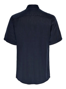 Short-sleeved tencel shirt - Navy