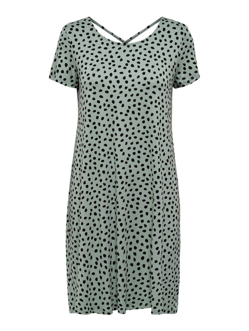 Loose dress with back details - Chinois Green Black Dotted - ONLY - Green