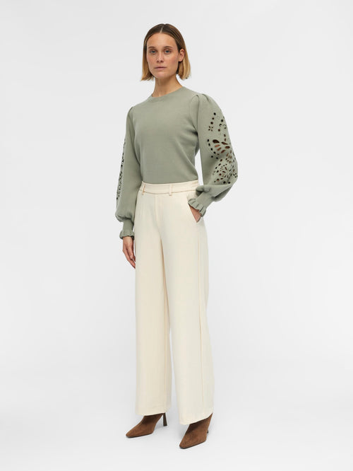Lisa Wide Trousers - Sandshell - Object - White