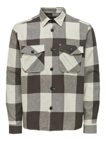 Milo Patterned Overshirt - Seal Brown