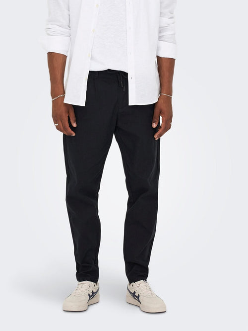 Linen trousers - Navy - Only & Sons - Blue