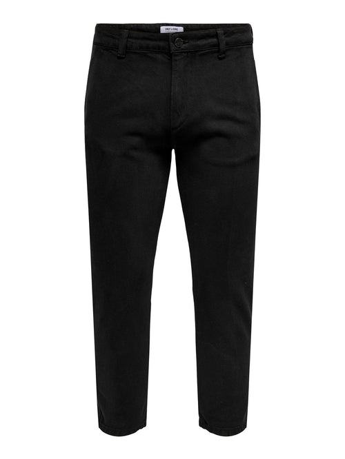 Avi Beam Chino Twill Trousers - Black - Only & Sons - Black