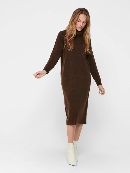 Brandie Roll Neck Dress - Chicory Coffee - ONLY - Brown
