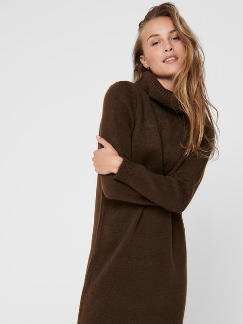 Brandie Roll Neck Dress - Chicory Coffee - ONLY - Brown