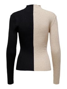 Block High Neck Pullover Knit - Pumice Stone