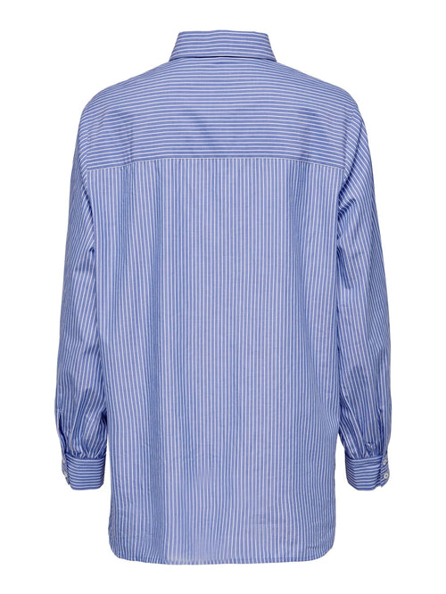 Nora Stripe Shirt - Bleached Denim - ONLY - Blue