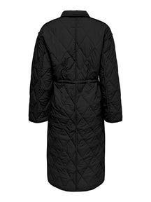 Naya Quilted Long Coat - Black