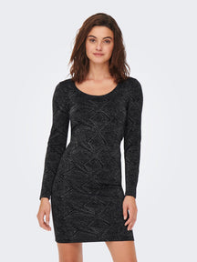 Shiny Longsleeve Mini Dress - Black