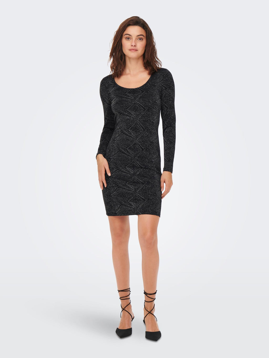 Shiny Longsleeve Mini Dress - Black