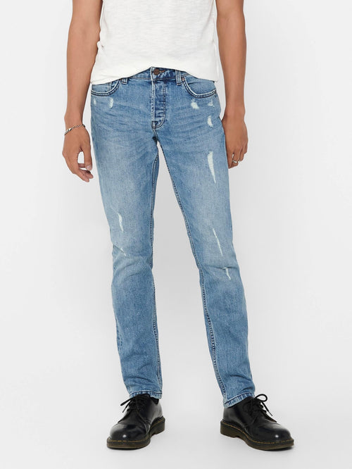 Loom Slim Fit Can Jeans - Blue Denim - Only & Sons - Blue