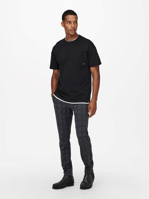 Mark Checked Trousers - Black - Only & Sons - Black
