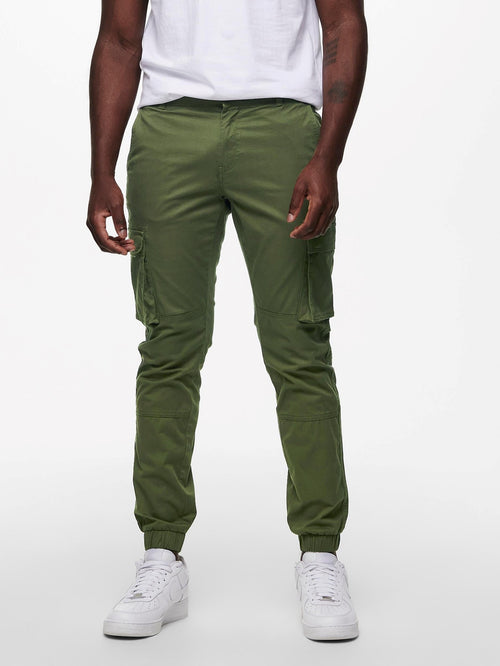Cam Stage Cargo Trousers - Olive Night - Only & Sons - Green
