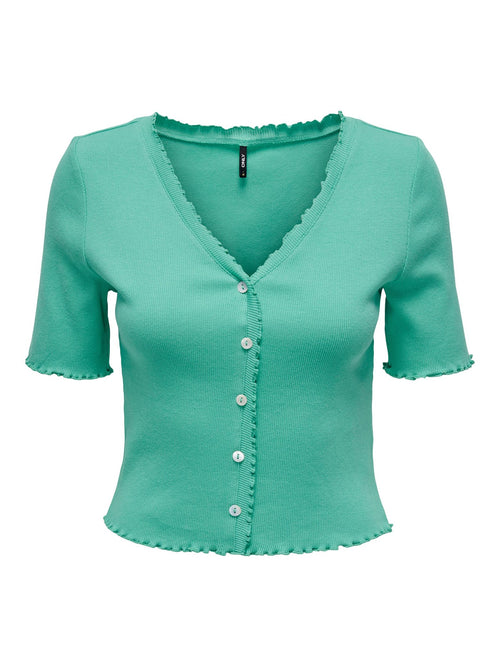 Laila Button Top - Marine Green - ONLY - Green