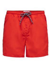Swim shorts with drawstring - Red