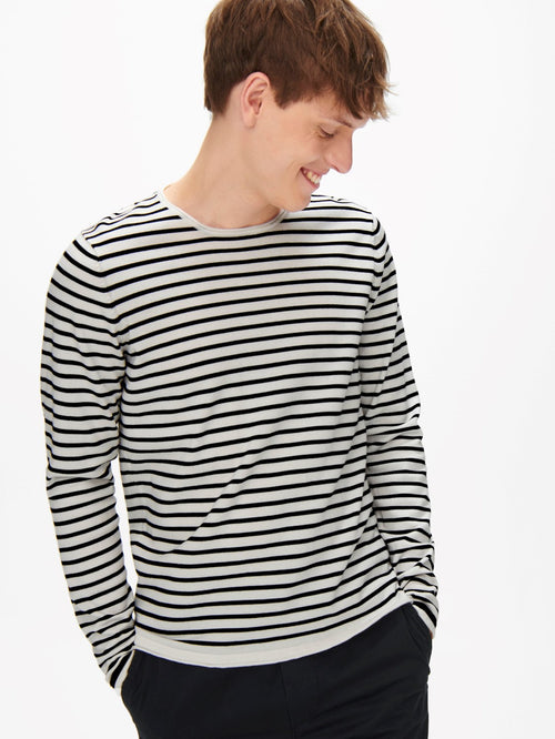 Coby Striped Knit - Star White - Only & Sons - White