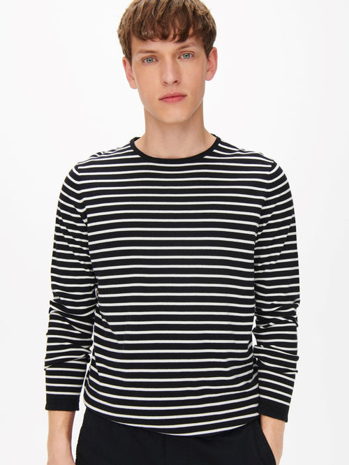 Coby Striped Knit - Dark Navy - Only & Sons - Blue