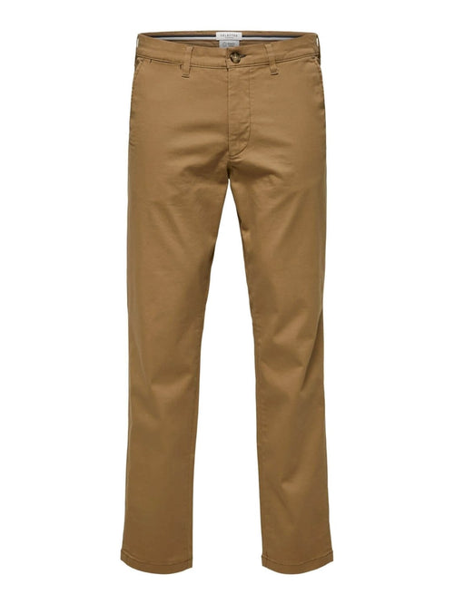 Miles Flex chino pant - Brown (organic cotton) - Selected Homme - Brown