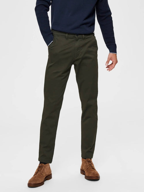 Miles Flex chino pant - Dark Green (organic cotton) - Selected Homme - Green