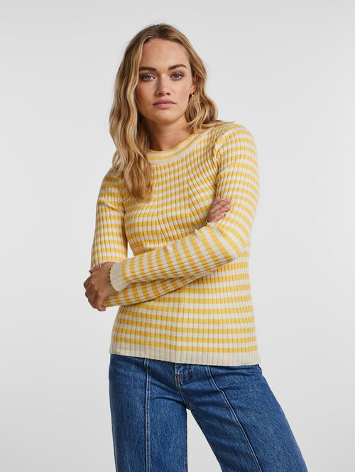 Crista Knit Top - Flax - PIECES - Yellow