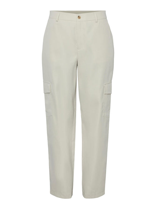 Sille Cargo Pants - White Pepper - PIECES - White