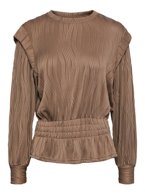 Anela Smock Blouse - Fossil - PIECES - Brown