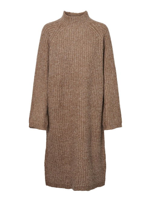 Nell Knit Dress- Fossil - PIECES - Brown