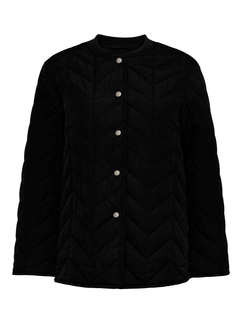 Fawn Short Quilted Jacket - Black - PIECES - Black