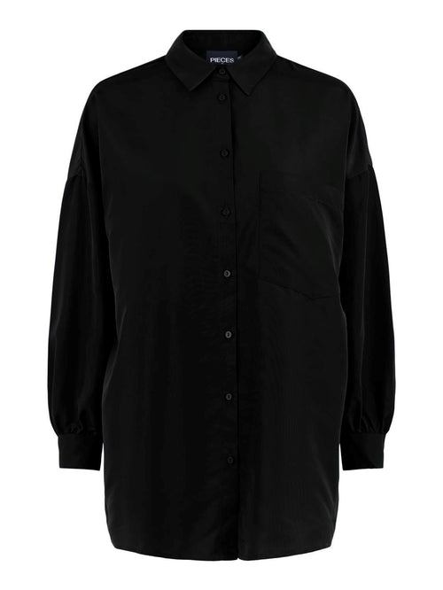 Chrilina Oversized Shirt - Black - PIECES - Black