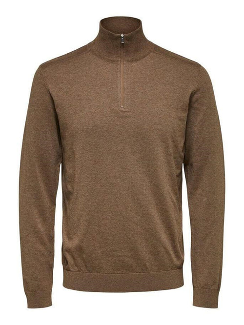 Pima half zip pullover - Brown - Selected Homme - Brown