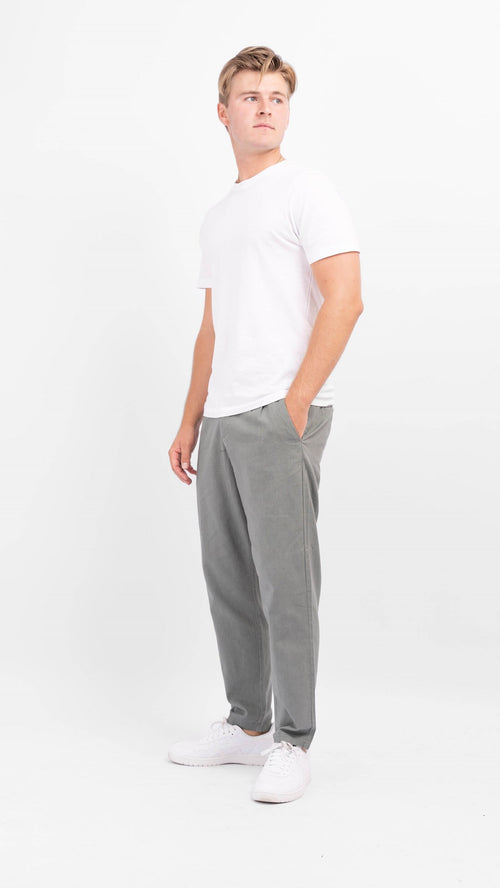 Linen Pants - Castor Gray - Only & Sons - Green